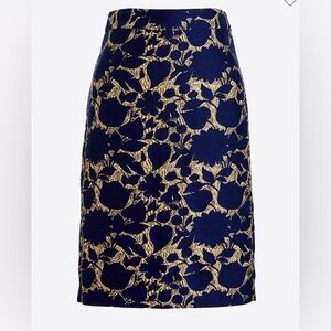 J.Crew Blue & Metallic Gold Jacquard Skirt - New With Tags!